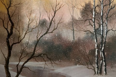 "Magischer Schneefall" nach Bob Ross ® Maria Mehrbrodt