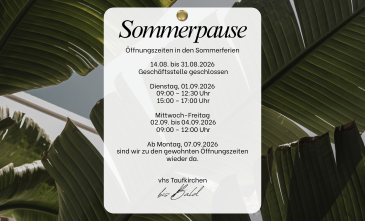 Öffnet die Seite 'Öffnungszeiten in den Sommerferien'